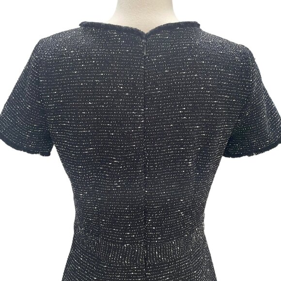 LOFT Black Glitter Knit Fit & Flare Dress Sz 6 Short Party Sparkly Holiday Chic - Picture 4 of 11